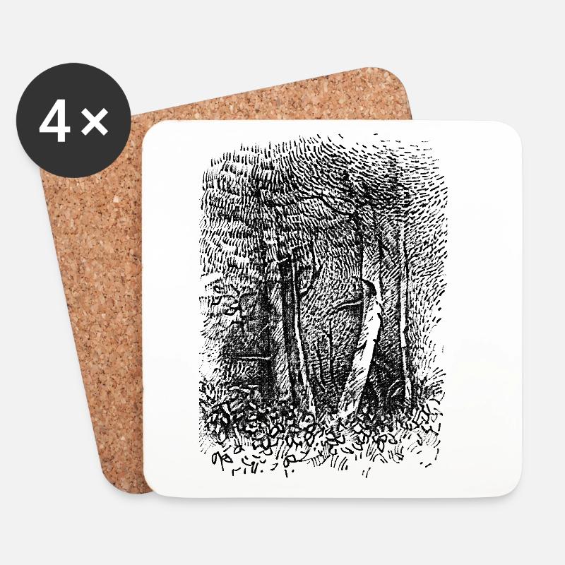 Wald Baeume Zeichnung Skizze - Untersetzer (4er-Set) - Weiß