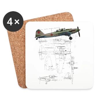 IL-2 - Dessous de verre (lot de 4) - blanc - Devant