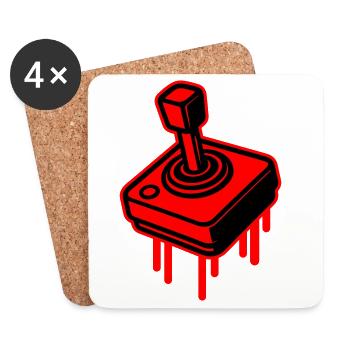 Retro Gamer Symbol - Untersetzer (4er-Set) - Weiß - Vorne