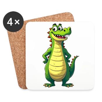 Crocodile Illustration Clipart Afrique Animal Drôle - Dessous de verre (lot de 4) - blanc - Devant