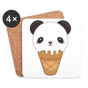 Cute Panda Kawaii Food Lover - Coasters (set of 4) - white - Front