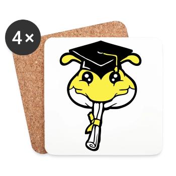 L’obtention du diplôme d’études secondaires Caterpillar a été approuvée par l’université - Dessous de verre (lot de 4) - blanc - Devant