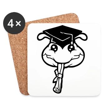 Raupe Schulabschluss Abitur bestanden College Wurm - Untersetzer (4er-Set) - Weiß - Vorne