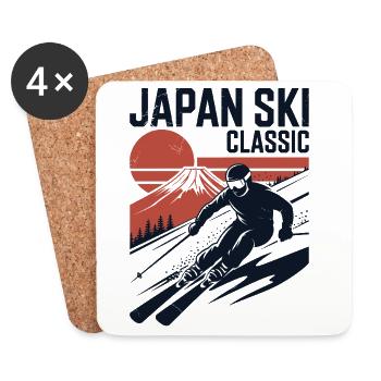 Japan Ski Classic Design rétro - Dessous de verre (lot de 4) - blanc - Devant