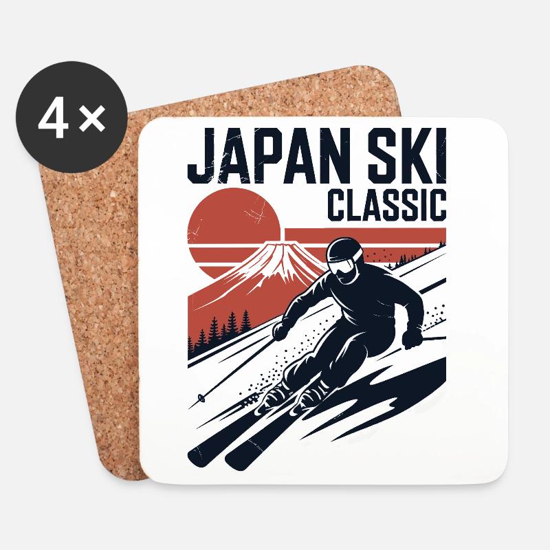 Japan Ski Klassisches Retro-Design - Untersetzer (4er-Set) - Weiß
