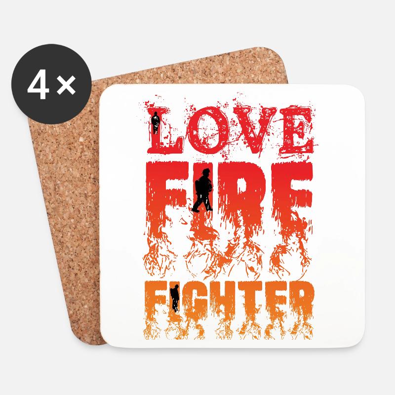 Liebe kämpft gegen Feuer  - Untersetzer (4er-Set) - Weiß