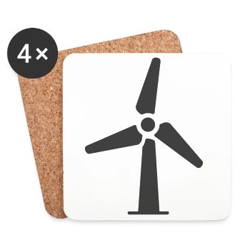 Windturbinen-Icon-Logo - Untersetzer (4er-Set) - Weiß - Vorne