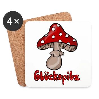 Glückspilz  - Untersetzer (4er-Set) - Weiß - Vorne