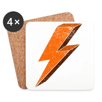 Energetic lightning effect in orange 3D - Coasters (set of 4) - white - Front