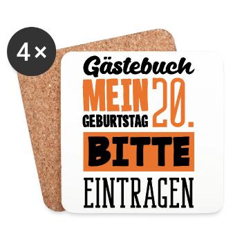Lustiges Geschenk Zum 20. Geburtstag - Untersetzer (4er-Set) - Weiß - Vorne