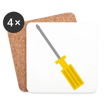 Vintage Screwdriver Tool Illustration - Coasters (set of 4) - white - Front