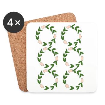 Motif floral en forme d'herbe - Dessous de verre (lot de 4) - blanc - Devant