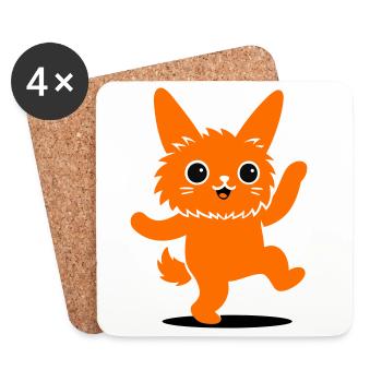 Personnage animal drôle avec de grands yeux - Dessous de verre (lot de 4) - blanc - Devant