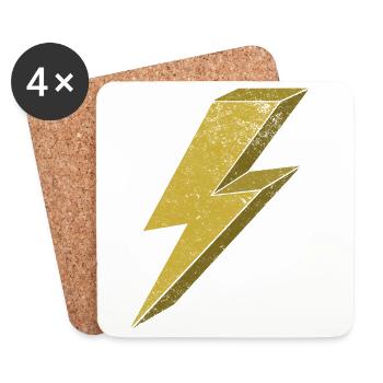 Flash dynamique en or 3D - Dessous de verre (lot de 4) - blanc - Devant