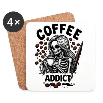 Kaffee bis zum Tod - Untersetzer (4er-Set) - Weiß - Vorne