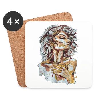 Air Illustration Aquarell carographic - Untersetzer (4er-Set) - Weiß - Vorne