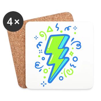 Energy Ray with Neon Colors - Coasters (set of 4) - white - Front