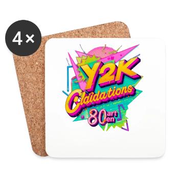 Y2K Retro Celebration Design - Coasters (set of 4) - white - Front