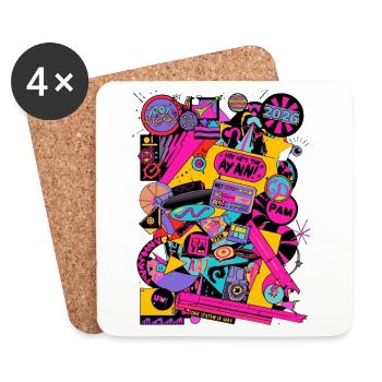 Neon Retro Pop Art Design 2000's 90's - Coasters (set of 4) - white - Front