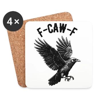Imprimé drôle de corbeau F-CAW-F sur les vêtements et plus encore - Dessous de verre (lot de 4) - blanc - Devant