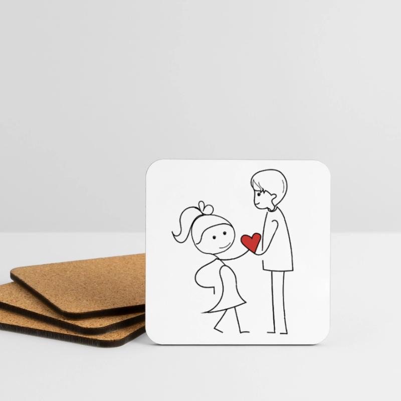 Friends exchanging affection Coasters (set of 4)