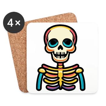 Skelett Halloween Comic - Untersetzer (4er-Set) - Weiß - Vorne