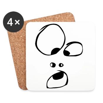 Powerful! Face Ghost Ghost Halloween Comic - Coasters (set of 4) - white - Front