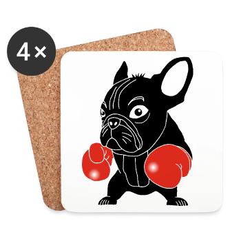 Black Dog Boxer - Coasters (set of 4) - white - Front