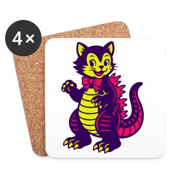 Chat Monstre Super Mignon - Dessous de verre (lot de 4) - blanc - Devant