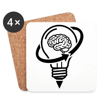Le cerveau et la lampe – une idée créative - Dessous de verre (lot de 4) - blanc - Devant