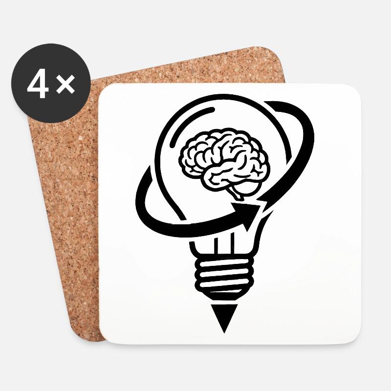 Das Gehirn und die Lampe – eine kreative Idee - Untersetzer (4er-Set) - Weiß