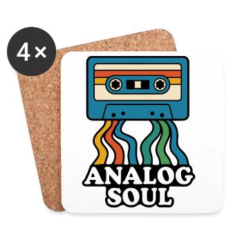Conception de cassette Soul analogique - Dessous de verre (lot de 4) - blanc - Devant
