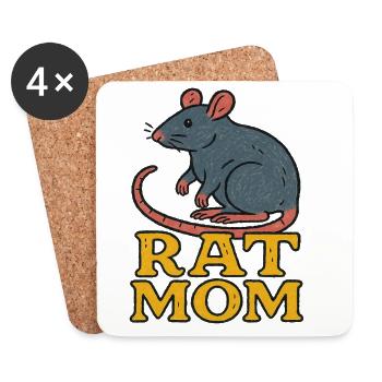 Rat Mom Vintage Dessin animé - Dessous de verre (lot de 4) - blanc - Devant