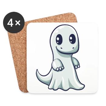Dinosaure brontosaure fantôme d’Halloween - Dessous de verre (lot de 4) - blanc - Devant