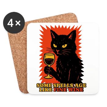 Lustiges Halloween Motiv mit schwarzer Katze - Untersetzer (4er-Set) - Weiß - Vorne