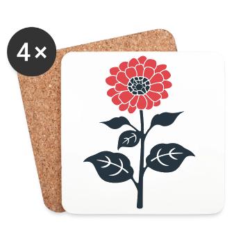 Rote Blume Illustration - Untersetzer (4er-Set) - Weiß - Vorne