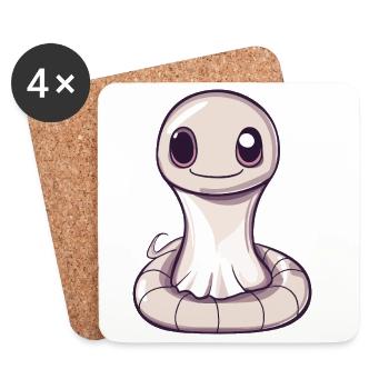Snake Cobra Halloween Ghost - Coasters (set of 4) - white - Front