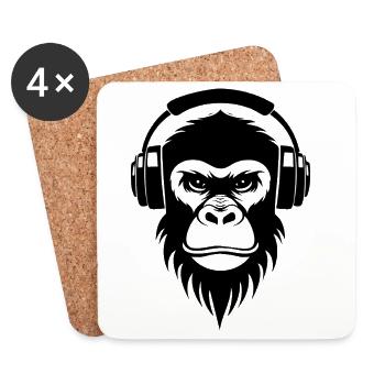 Édition Art Monkey Head Chemise Lignes Minimales - Dessous de verre (lot de 4) - blanc - Devant