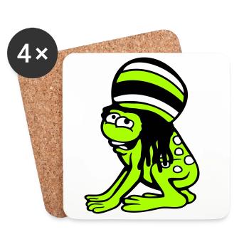 Frosch Reggae Musik Rasta Haare Mütze Jamaika Fun - Untersetzer (4er-Set) - Weiß - Vorne