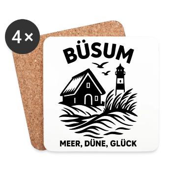 Büsum Meer Düne Glück - Untersetzer (4er-Set) - Weiß - Vorne