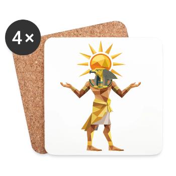 Sungod Ra - Cooles Low-Poly-Logo - Untersetzer (4er-Set) - Weiß - Vorne