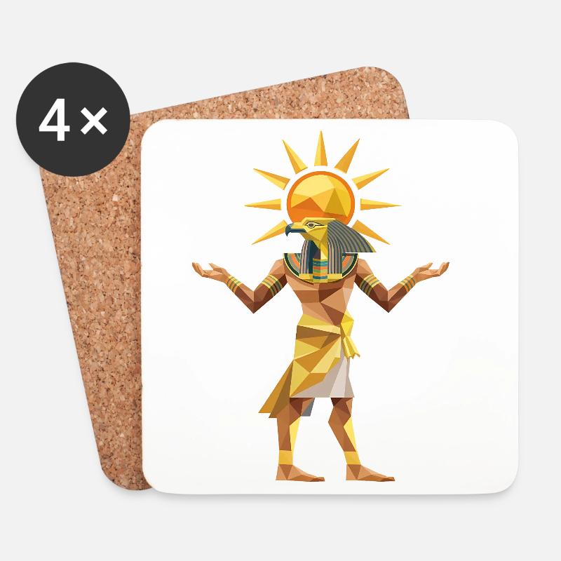 Sungod Ra - Cooles Low-Poly-Logo - Untersetzer (4er-Set) - Weiß