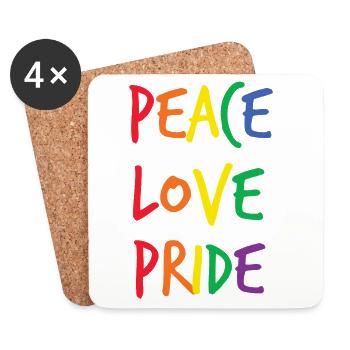 Rainbow Peace Love Pride - Coasters (set of 4) - white - Front