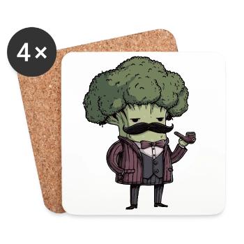 Broccoli Mafia Cartoon | Funny Smoking Design - Untersetzer (4er-Set) - Weiß - Vorne