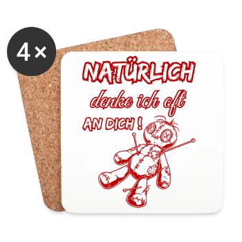 Natürlich denke ich oft an dich! - Voodoo Puppe - Untersetzer (4er-Set) - Weiß - Vorne