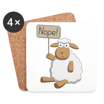 Nope! - protesting sheep - Coasters (set of 4) - white - Front
