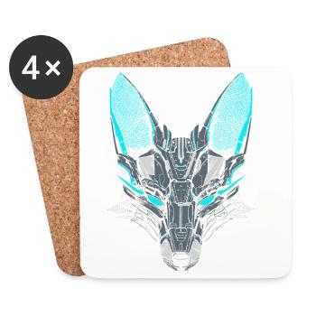 Mecha Fox - Coasters (set of 4) - white - Front