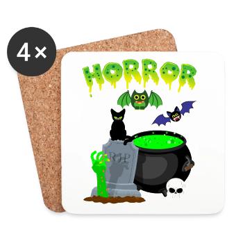 Chaudron de la Sorcière Verte Nuit Effrayante - Dessous de verre (lot de 4) - blanc - Devant