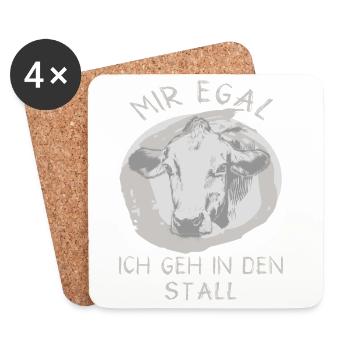 Kuh Spruch Stall Humor - Untersetzer (4er-Set) - Weiß - Vorne