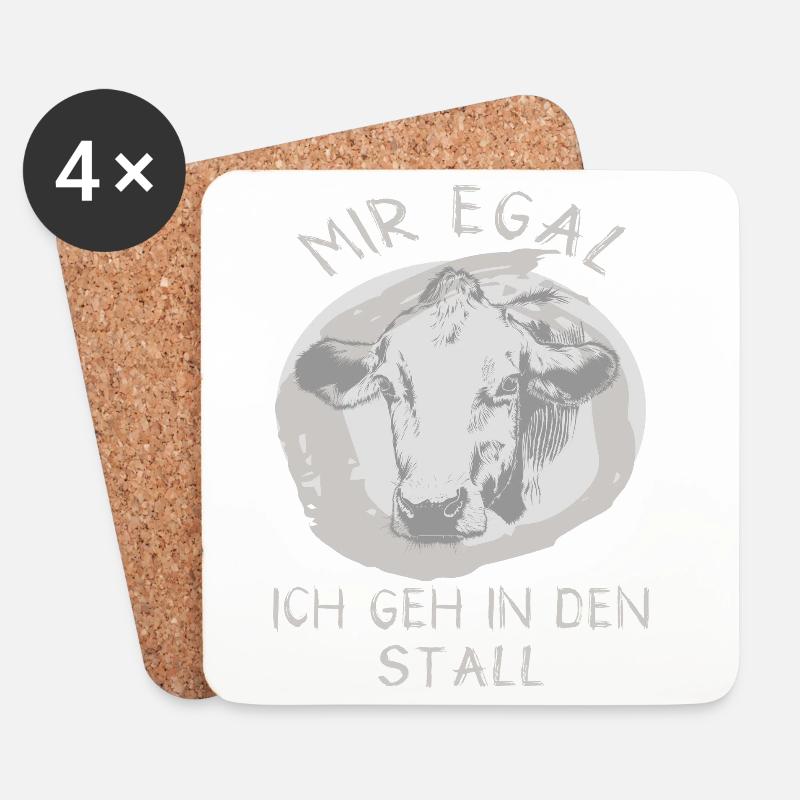 Kuh Spruch Stall Humor - Untersetzer (4er-Set) - Weiß